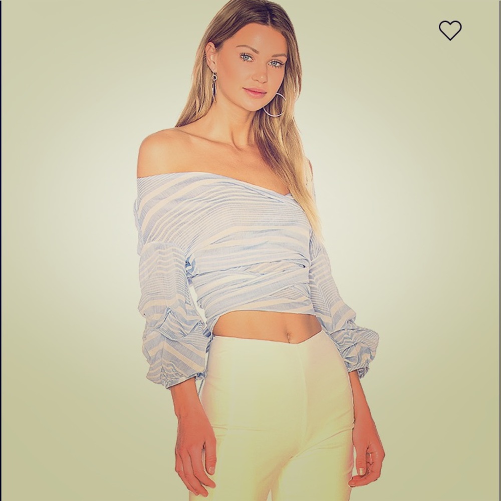 Revolve Bow Blouse in Blueberry Stripe